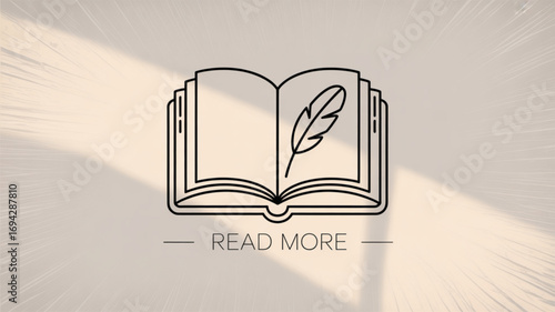 Open book with feather illustration for writers authors and reading enthusiasts art