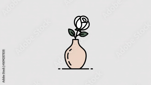 Beautiful rose flower in vase vector art illustration floral design element graphic art