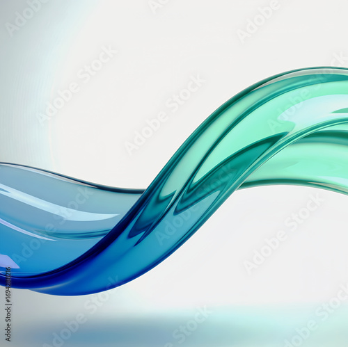 Transparent Blue and Green Glass Liquid Waves.