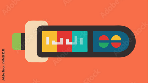 Cortisol Meter Display An illustration showing a digital screen on the wristband displaying fluctuating cortisol levels represented by a colorful graph.