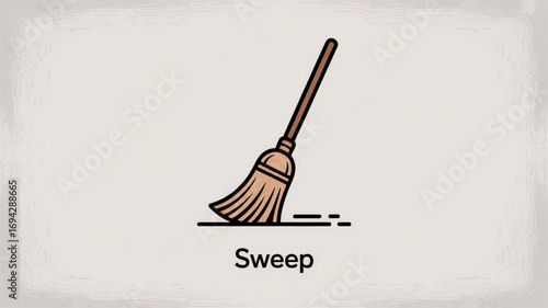 Illustration of a broom for cleaning and sweeping floors in home and office spaces