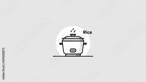 Rice cooker appliance for cooking delicious rice at home kitchen vector illustration