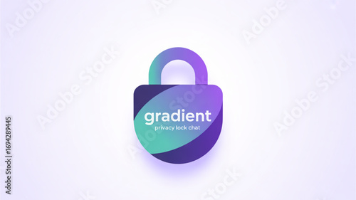 Gradient privacy lock chat secure data protection app security icon illustration