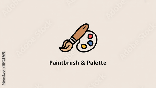 Paintbrush and palette vector art illustration for painting and drawing design projects