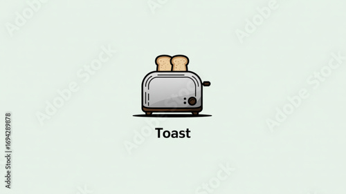 Toaster illustration with bread slices for breakfast appliance kitchenware and food design