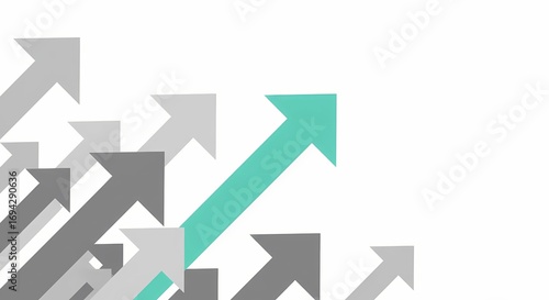 Abstract arrows pointing upward in shades of gray and teal  