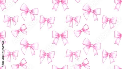 Delicate pink bows on white background