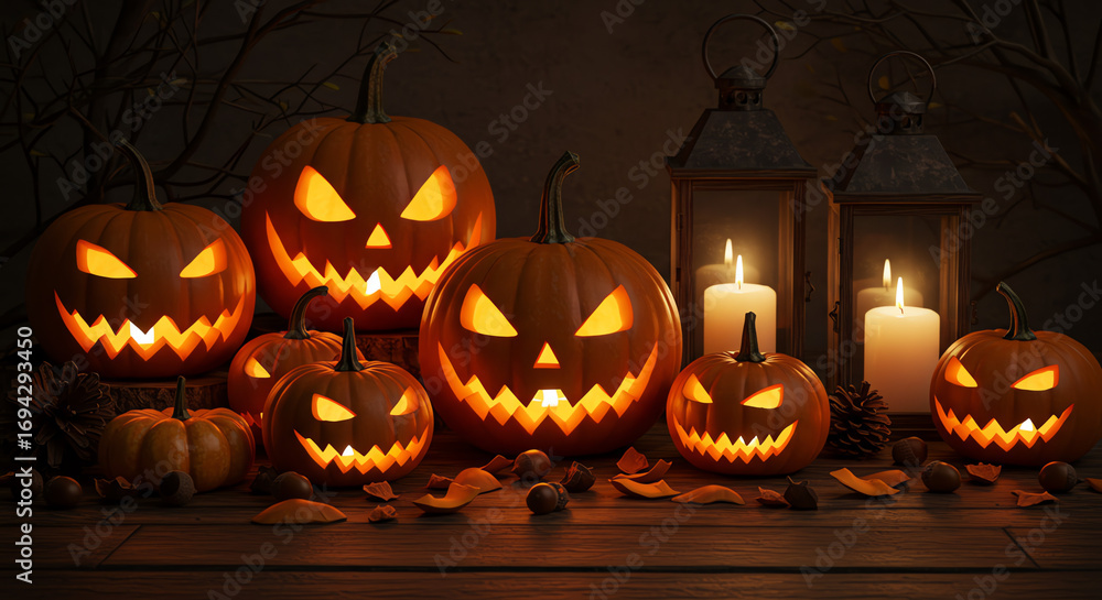 Fototapeta premium halloween pumpkin on a dark background