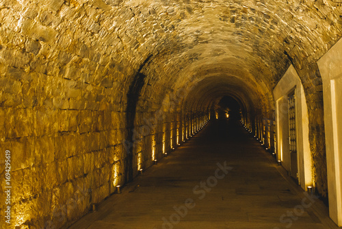 Papier peint Underground stone tunnel passage of Panathenaic Stadium in Athens, Greece