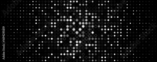 Abstract glowing cross background, halftone gradient pattern, sparkle particles texture. Futuristic background for medical scientific research innovation technology design, scifi style. Vector BG