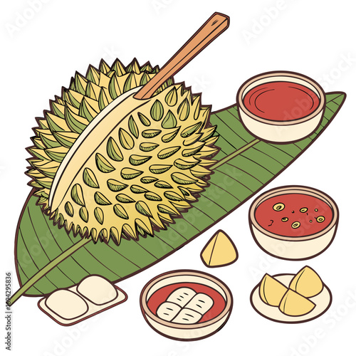 Brunei Ambuyat Traditional Dish Vector. Perfect for: Brunei cultural promotions, food tourism, authentic cookbooks, culinary branding, educational posters