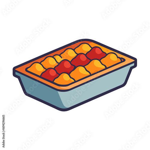 Minimalist color vector illustration of a roasted stuffing tray