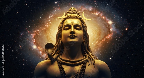 God Shiva with divine Cosmic aura , made by Ai