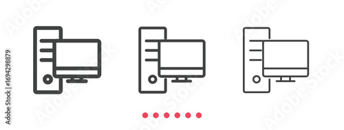 Computer icon. Thin line icon vector