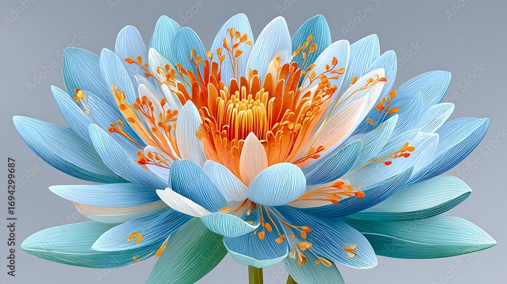 Obraz premium Serene Pastel Lotus Flower with Soft Blue and Orange Petals for Tranquility