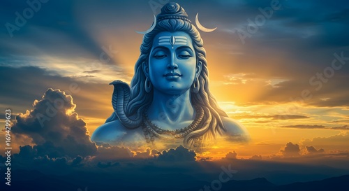 Lord shiva appear in sky, made by Ai