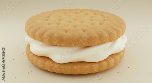Sandwich cookie dessert with cream filling on a light background