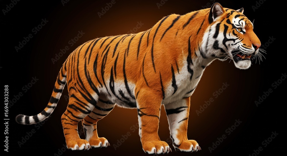 Obraz premium Majestic Tiger Standing, Detailed Side View