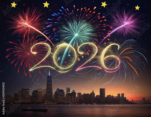Fireworks Trails 2026 Night Celebration