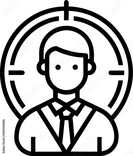 Headhunting outline icon vector on white background