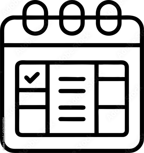 Time table outline icon vector on white background 