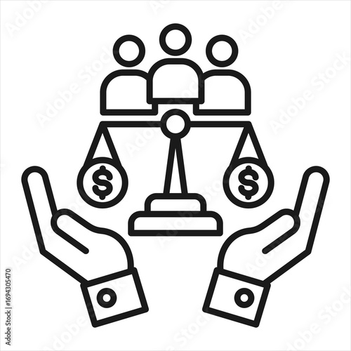 Equity Outline Icon Vector Illustration