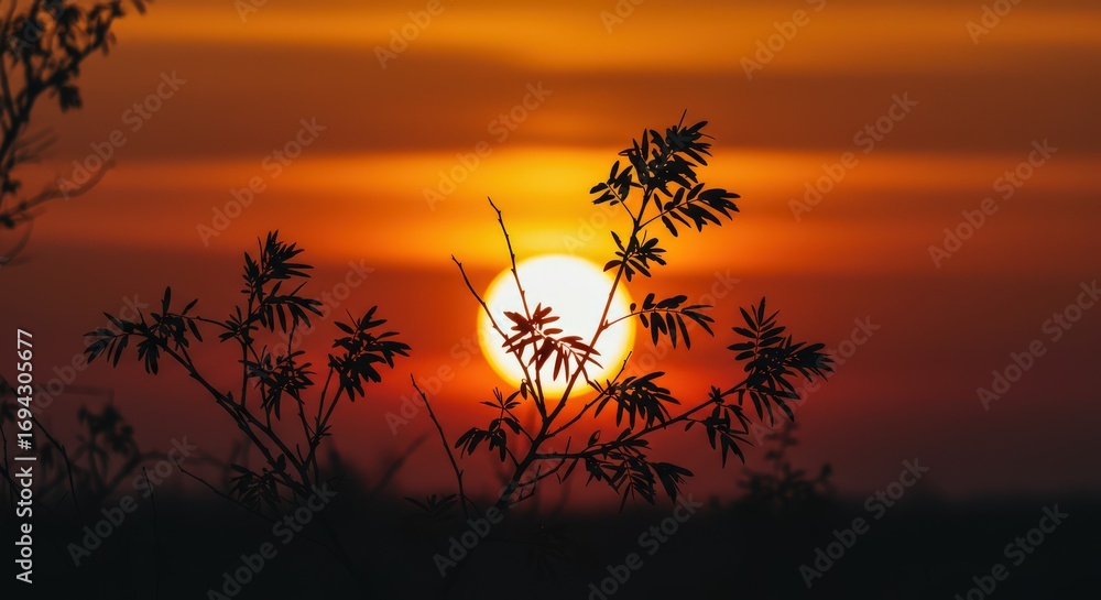 Obraz premium Vibrant Orange Sunset Scene