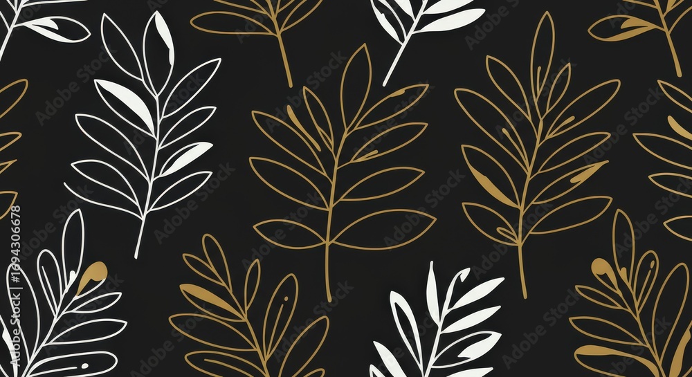 Fototapeta premium Modern botanical seamless pattern
