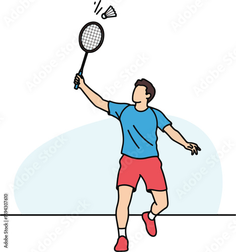 Tennis Player with Racket Vector Illustration