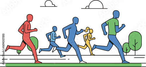 Marathon Runners Vector Illustration