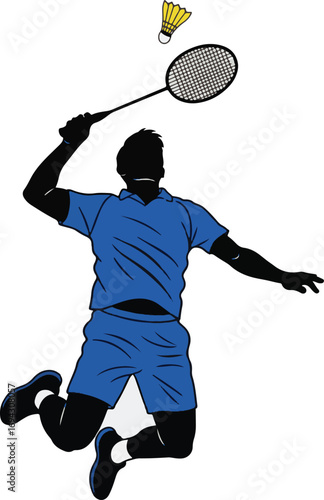 Badminton Player Smashing Vector Illustration