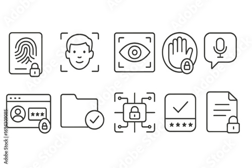 Security and privacy line icon set for personal and data protection