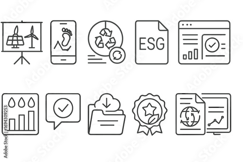 Environmental, sustainability line icon set. eco-friendly, energy conservation icons