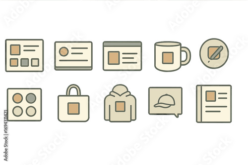 Store, shopping line icon set. retail, merchandising line graphics collection