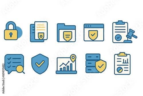 Security and privacy 3d icon set. lock, shield, data protection icon collection
