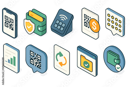 Payment and security 3d icon set. finance, technology, ecommerce 3d icons collection
