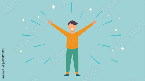 Feeling Rejuvenated A patient posttreatment showing energetic body language smiling and stretching with visual rays or sparkles around them symbolizing renewed vitality.