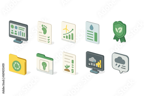 Sustainability and ecology 3d icon set. environmental conservation icons collection