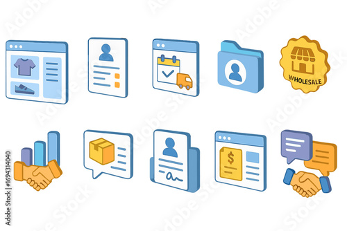 Ecommerce, business linear icon set. online shopping, retail management icons collection
