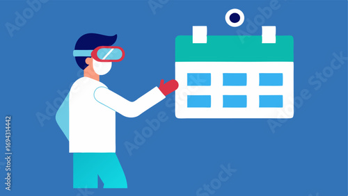 FollowUp Visualization A doctor schedules a followup appointment in VR showing a calendar with options and visually guiding the patient through the booking process.