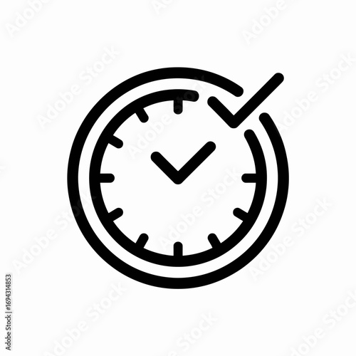 Clock Icon with Check Mark and Tick time