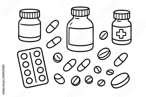 Pharmacy, medicine silhouette icon set. medical, pills, healthcare icons collection