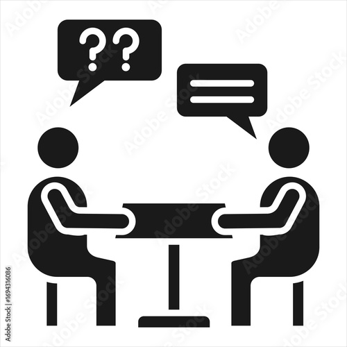 Job Interview Glyph Icon Vector Illustration