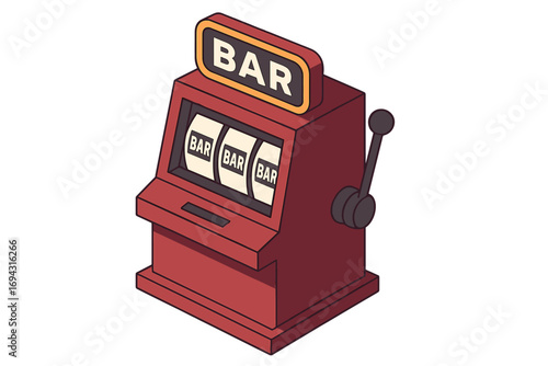 Gambling and casino icon set. slot machine and chips flat style collection