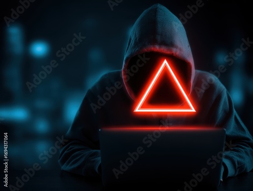 System hacked warning alert, Man using laptop with cyber attack network, virus, spyware, scam or Malicious software. Cyber security and cybercrime. Compromised information internet
