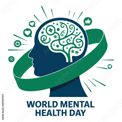 World Mental Health Day Awareness Design Illustration
