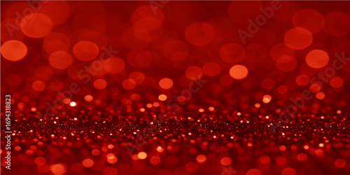 Red Christmas lights background with glowing bokeh and festive sparkle
