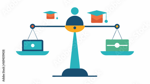 Flexible Learning Options A balanced scale depicting various learning modes online inperson mentorship highlighting flexibility in development opportunities.
