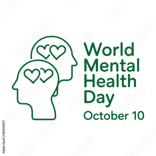 Minimalist World Mental Health Day Illustration with Heart and Head