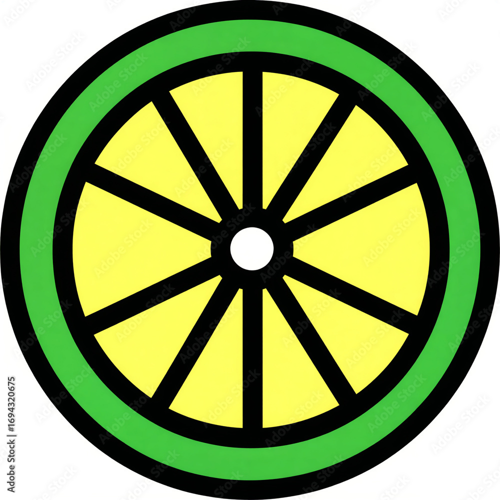 Fototapeta premium Cute Flat Lemon Slice Icon with Candy-Colored Tones